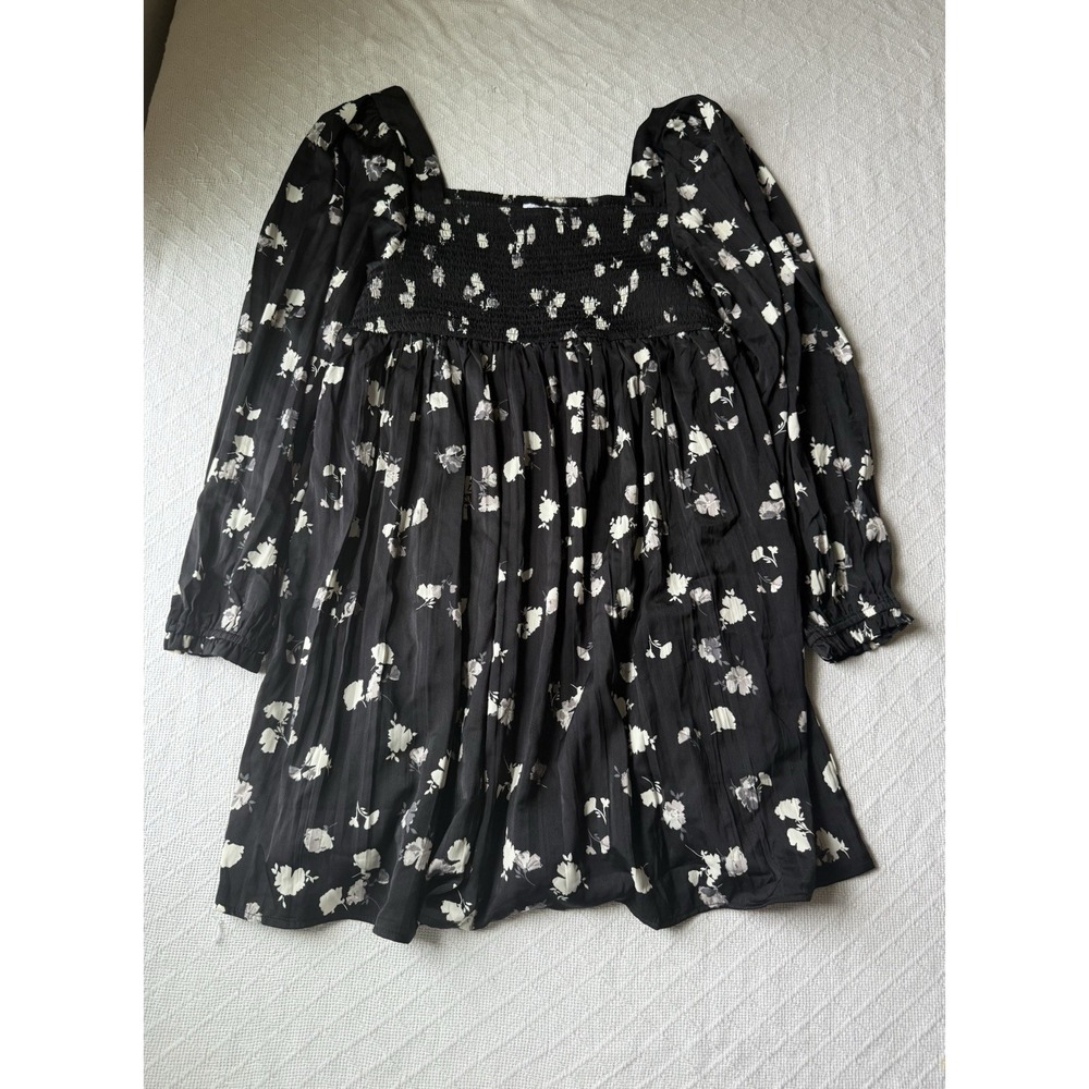 Motherhood Womens Smocked Floral Long Sleeve Maternity Top Size L Boho Cottage